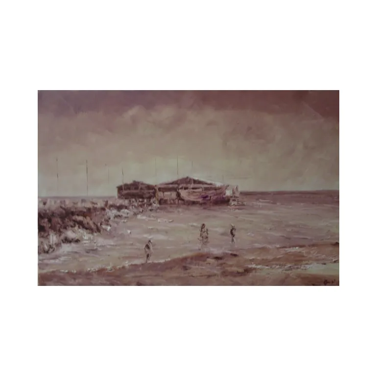Bagnanti a Rimin,i olio su tela  cm. 40 X 60 2012