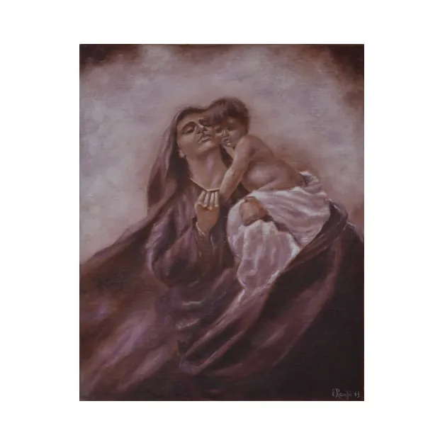 Madonna con Bambino - olio su tela antica primi '900 cm. 75x80 2013